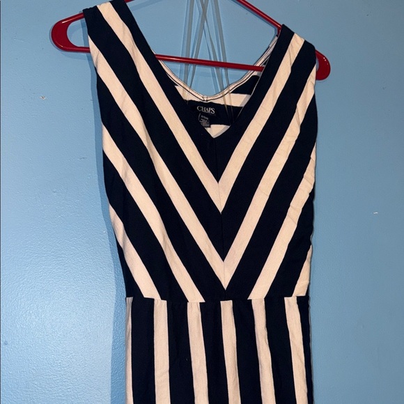 Chaps Chic Black and White Striped Midi Dress - Picture 3 of 9